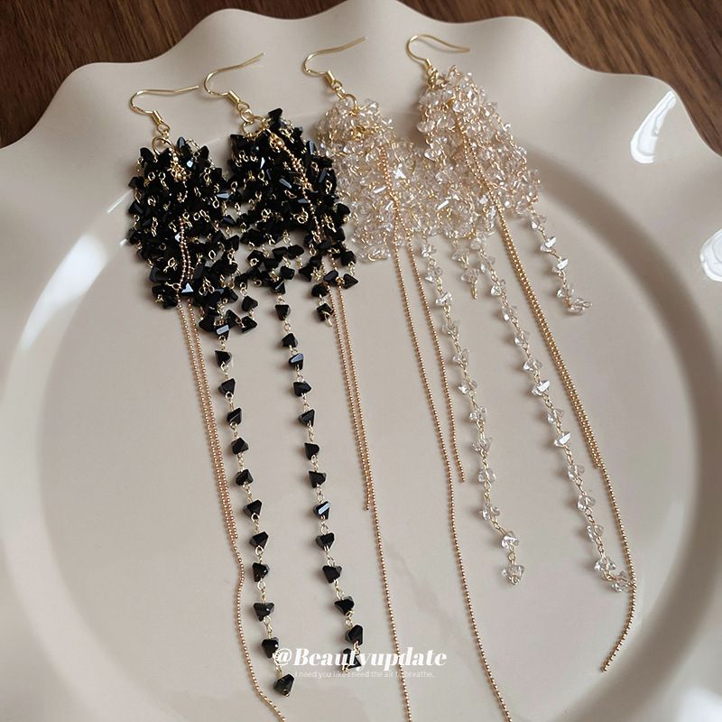 Orecchini di perline di vetro super fata, eleganti e alla moda, con personalità, design esagerato, gioielli per le orecchie, leggeri e di lusso._voghion.com