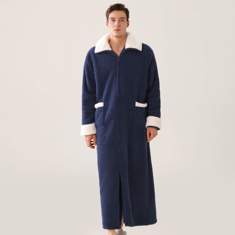 nightgown Couple Large Size Extended Thermal Flannel Nightdress Loungewear_voghion.com