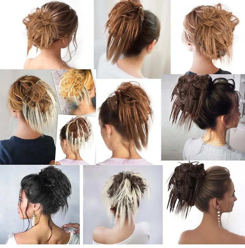 Alileader Elastico per capelli Elastico Ciambella Sintetico Coda corta riccia Estensioni Scrunchie disordinato Chignon Bun_voghion.com