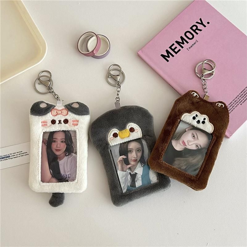Bolsas femininas estilo original ins, filhote de cachorro fofo, porta-cartões de pelúcia, cartão de refeição do campus, cartão de ídolo, pingente para exibição de fotos_voghion.com