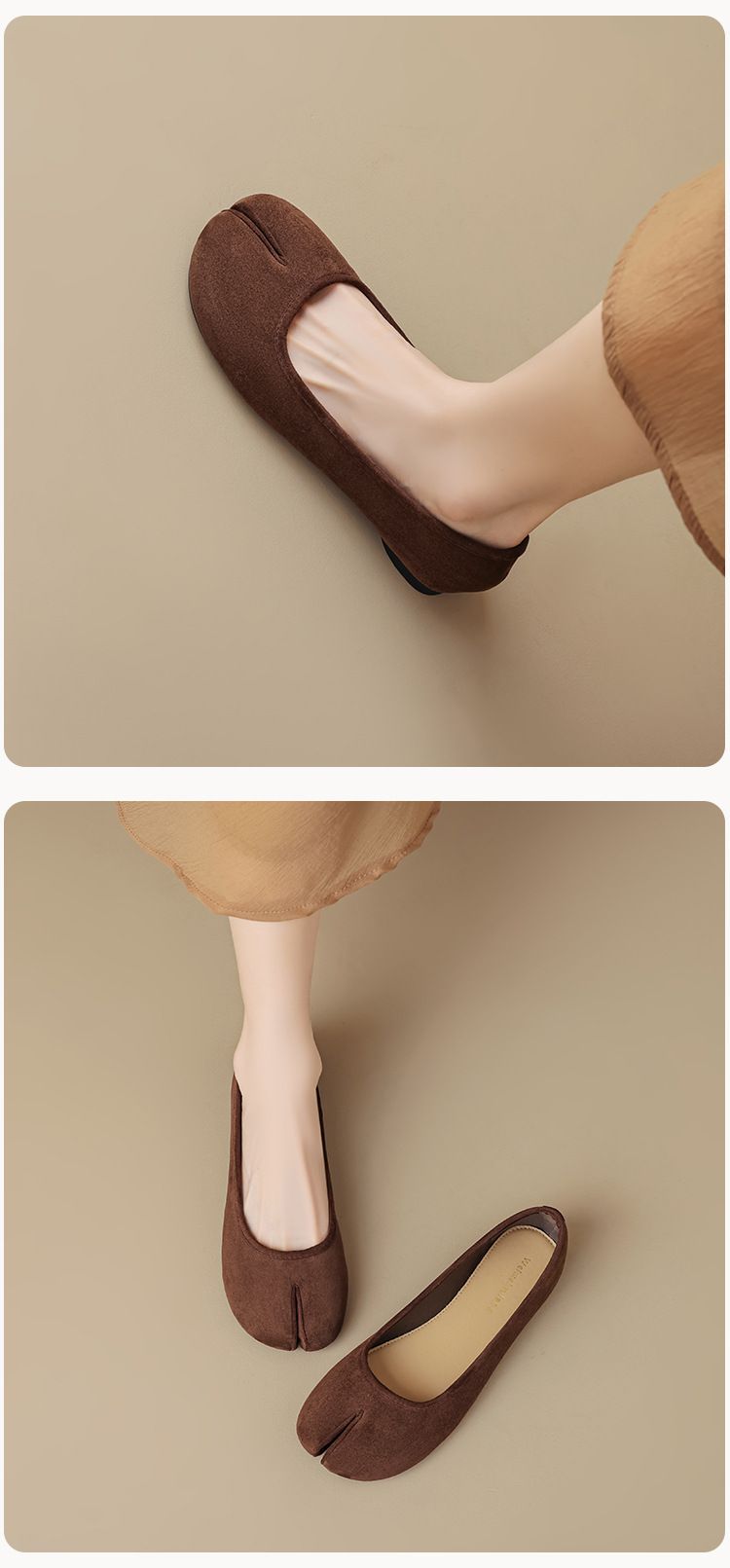 Shallow Single Shoes Women's Flat-bottomed French Temperament Split-toed Shoes One Pedal Retro Pig's Trotters Shoes_voghion.com