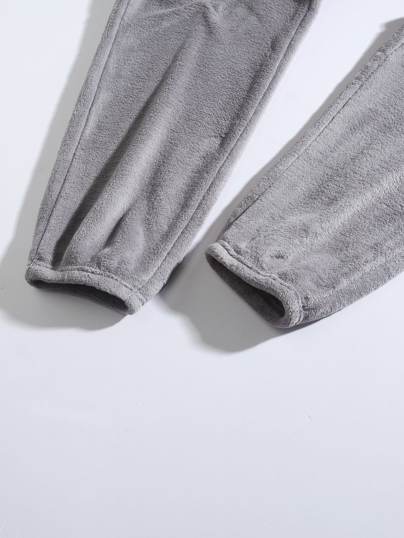 Conjunto de sudadera y jogger de polar extragrande para hombre: ropa de estar por casa acogedora para el invierno (tallas S-2XL, 260 g/m², manga raglán, gris, negro y camel)_voghion.com