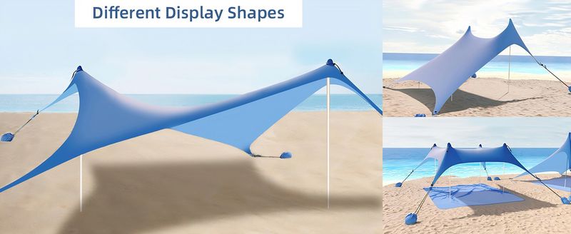 Tenda da spiaggia in lycra con protezione solare UPF 50+ stampata, per campeggio, antivento, portatile, montaggio rapido in 2 minuti, include borsa per il trasporto e 6 picchetti._voghion.com