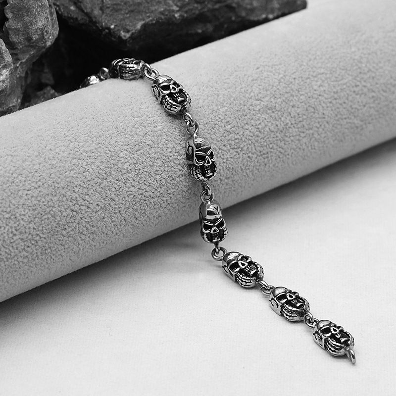 Bracciale da uomo con testa di fantasma, in titanio e acciaio inossidabile, con teschio a bocca grande, 2024_voghion.com