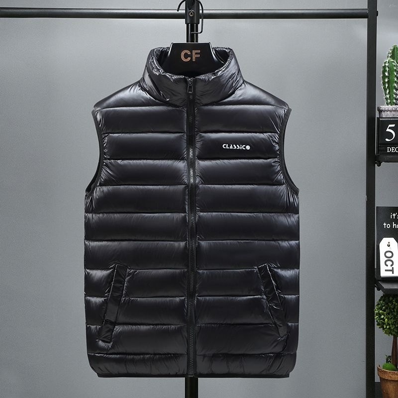 Gilet da uomo in piumino di cotone grande autunno inverno versione coreana trendy con colletto in piedi cappotto, gilet e_voghion.com