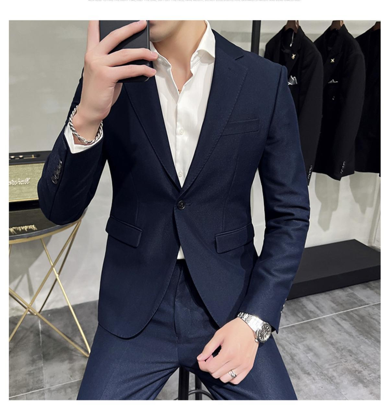 Set completo da uomo nuovo primavera 2023 versione coreana slim fit abito casual da lavoro Pi Shuai in stile britannico di alta qualità_voghion.com