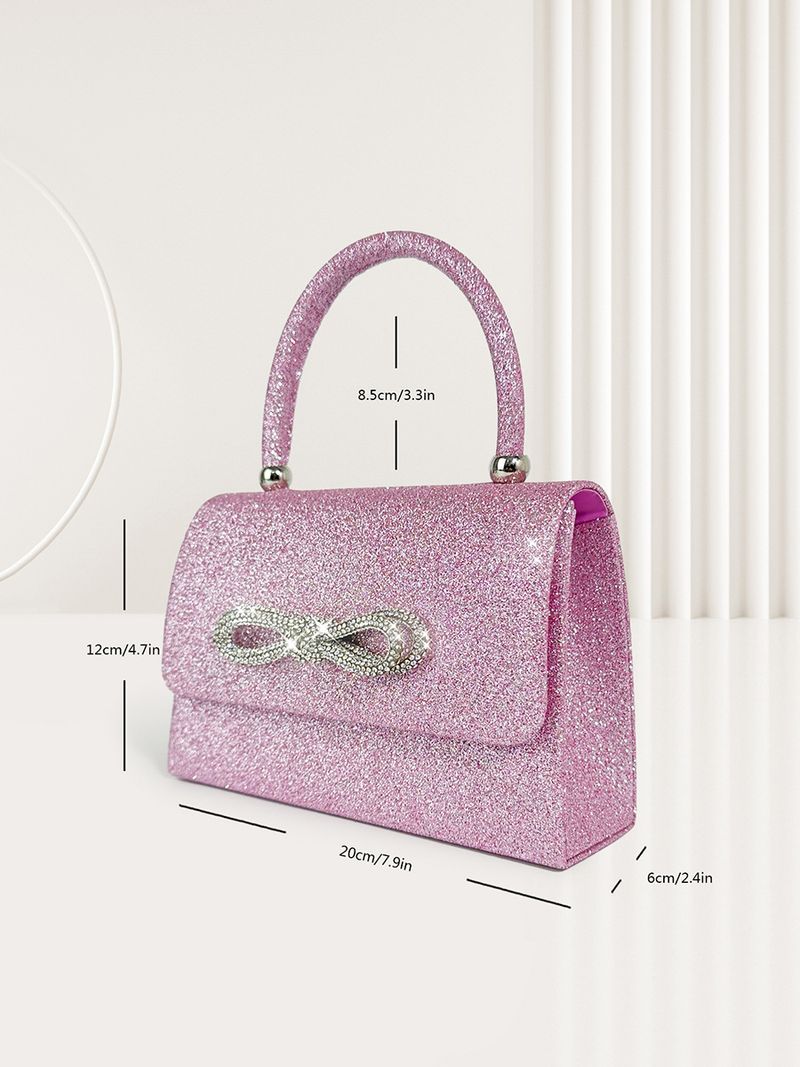 Aftonväska Glänsande Strass Rosett Handväska Glänsande Glitter Niche Casual Väska_voghion.com