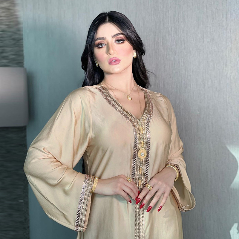 Moslimkleding voor dames Damesmode abaya Abaya Hot diamanten jurk Grote maat abaya_voghion.com