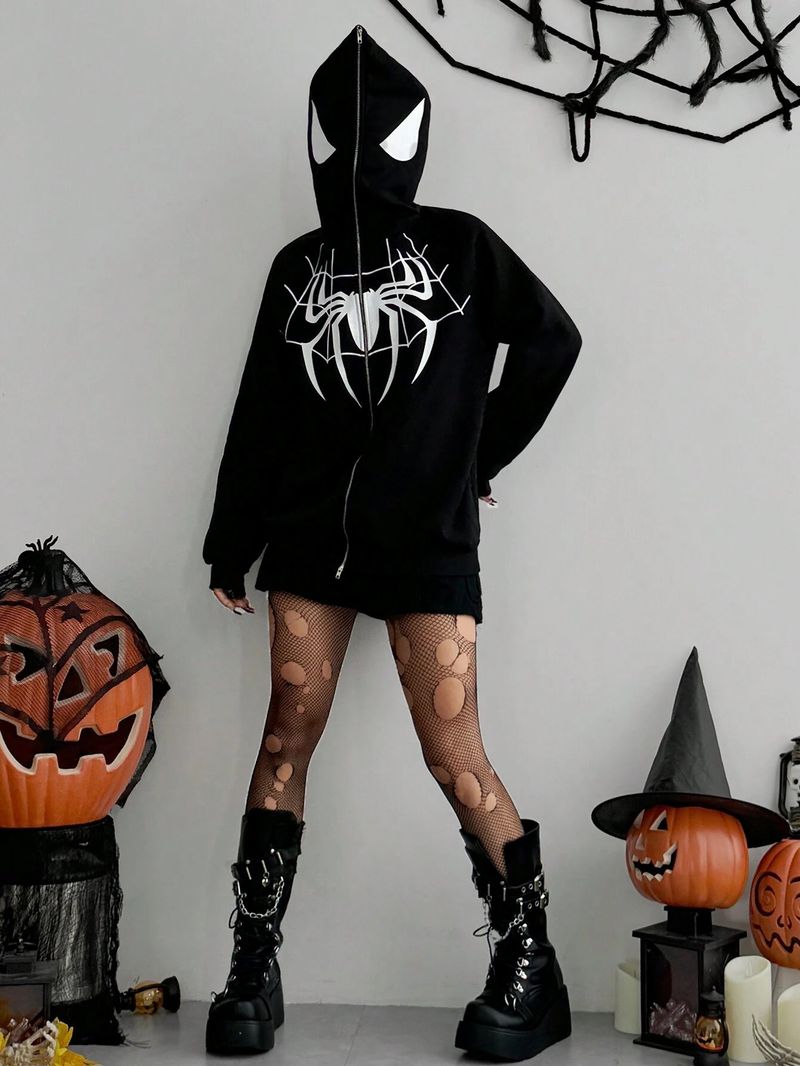 Abbigliamento uomo 2025 Nuovo maglione Spider con cerniera intera Felpa con cappuccio Moda europea e americana Cardigan Giacca Autunno e inverno Più top in velluto_voghion.com