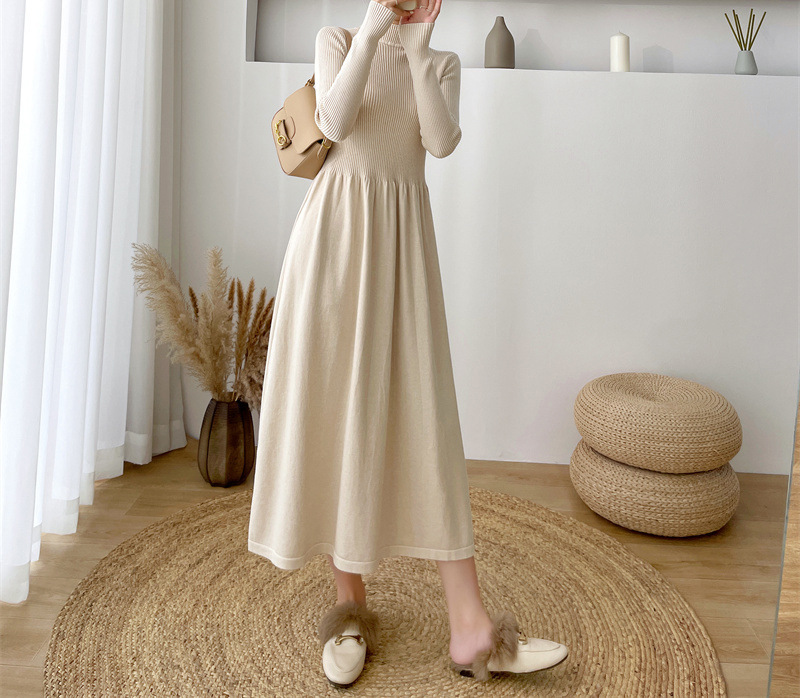 Abito da donna in maglia in puro colore_voghion.com