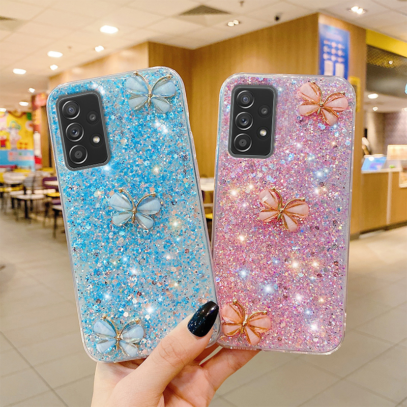3D Kelebek Simli Payetler Yumuşak Silikon Kılıf Xiaomi POCO X3 NFC M3 F3 X2 Mi 10T Lite Mi 11 Redmi Note 7 Arka Kapak_voghion.com