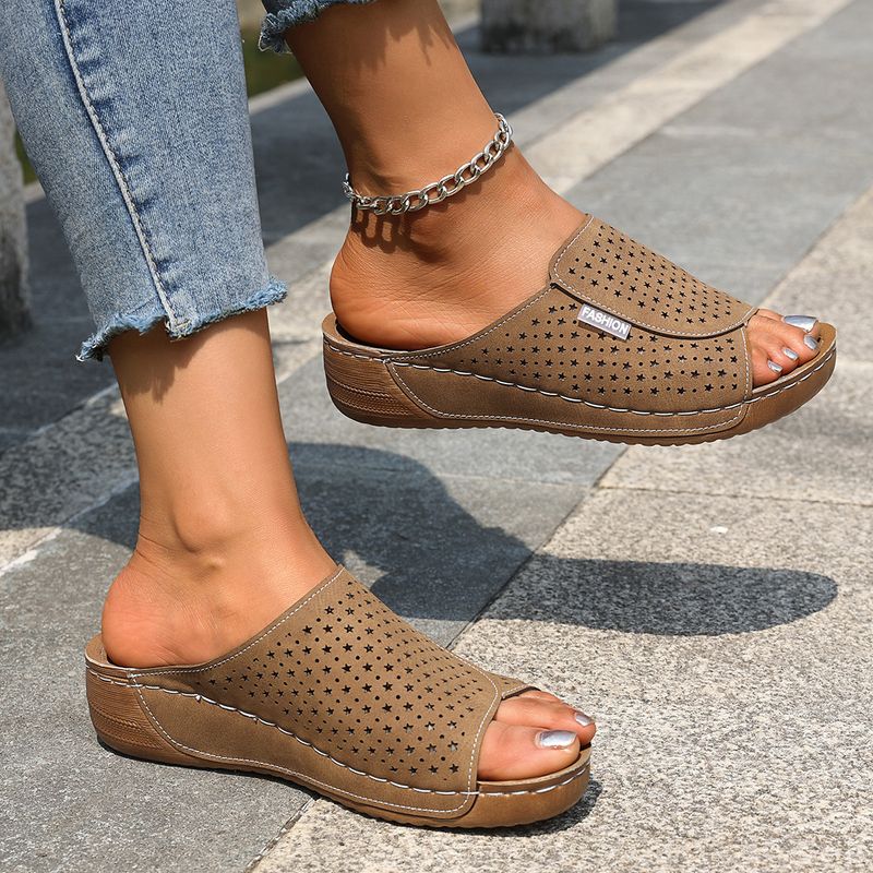 Ciabatte con zeppa taglie forti 2025 primavera, nuove, versatili, con suola spessa, leggere e alla moda, per donna_voghion.com