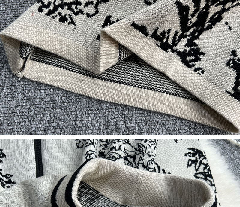 Sweat-shirt tricoté à capuche et fermeture éclair en jacquard pour femmes, ensemble deux pièces, taille haute, pantalon à jambes larges_voghion.com