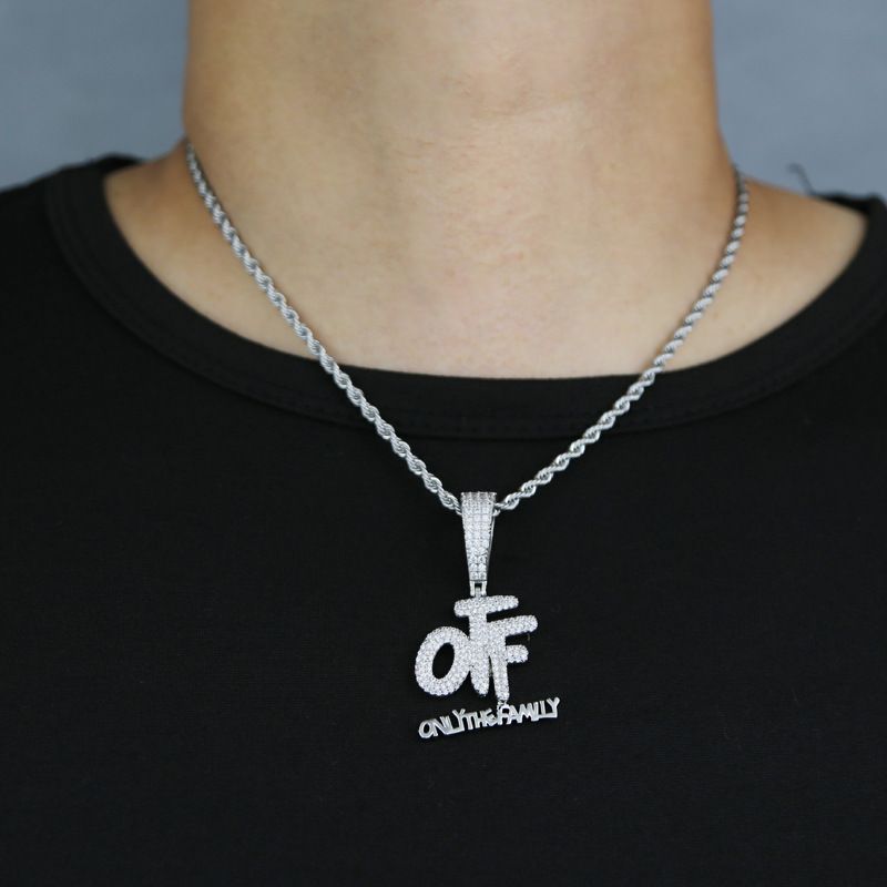 Men's Jewelry Hip Hop Letter Pendant OTF CZ Stone Gold Silver Chain Necklace Trendy Urban Streetwear Accessory Jewelry_voghion.com
