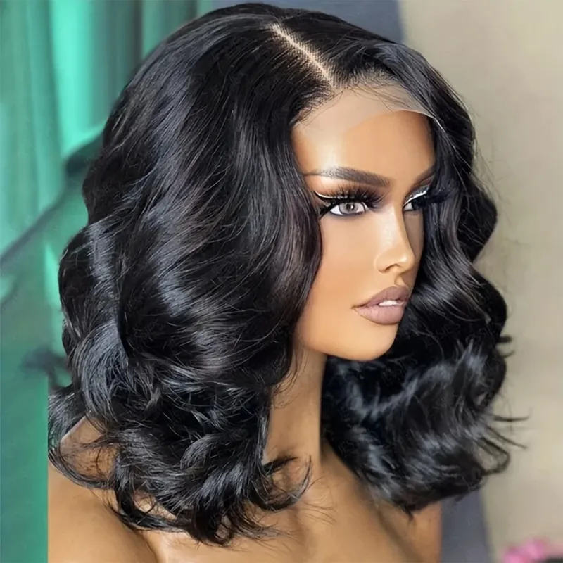 200 Densitet Bob Kropbølge HD Lace Front Ægte Hår Paryk Brasiliansk Remy Transparent Kort Lace Frontal Parykker Kvinder_voghion.com