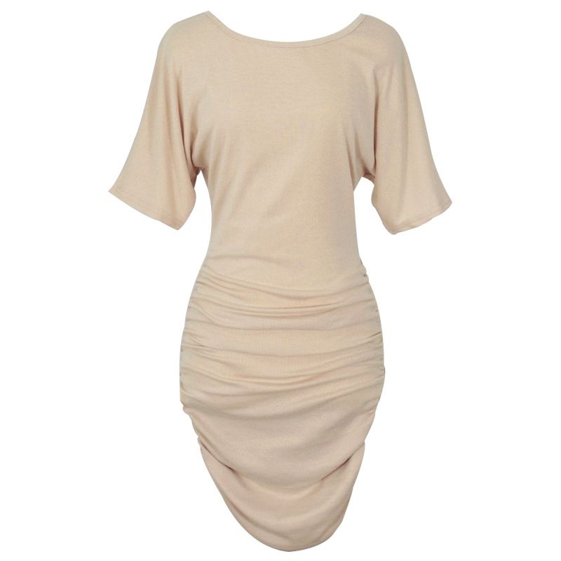 Corea del Sud Dongdaemun Abito estivo da donna, sexy, aderente, con arricciature, maniche corte, spalle scoperte_voghion.com