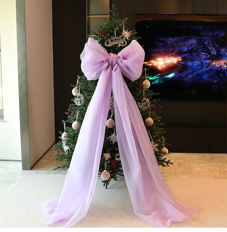 Albero di Natale in PE/PVC di alta qualità con fiocco decorativo – Albero artificiale floccato da 180 cm/210 cm/240 cm per decorazioni per la casa e l'hotel_voghion.com