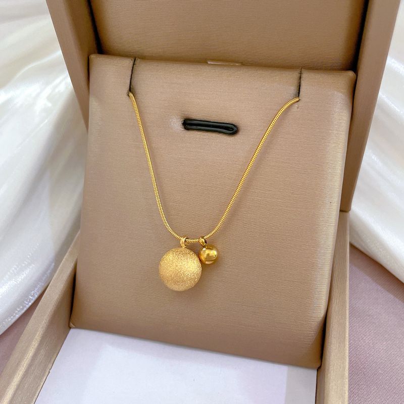 【Acciaio al titanio a corpo intero】 Collana in oro autentico estremamente semplice con fornace a sfera bipolare per donna, maglia rossa_voghion.com