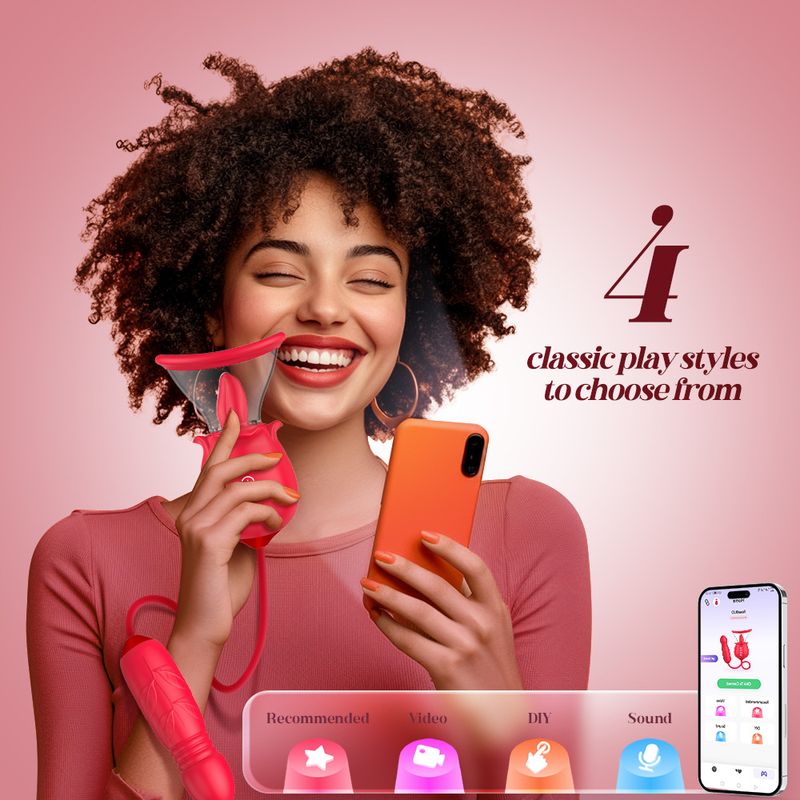 APP Rose Tongue Licking Giocattoli per adulti Preliminari Vibrante Massaggio Stick Coppia Multi-frequenza Giocattoli sessuali_voghion.com
