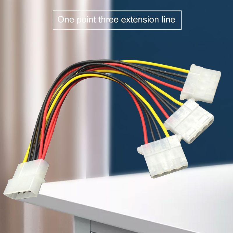 20cm Big 4-pin 1-to-3 Male to Female IDE Molex Power Extension Cable Adapter Cord for Computer PC_voghion.com