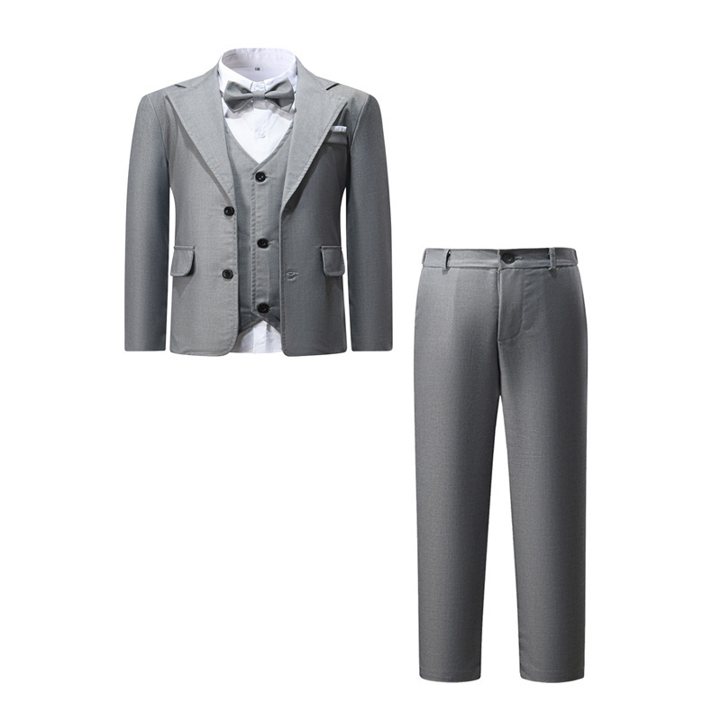 Baby Clothes Boy Suit Long-sleeved Shirt Host Suit Waistcoat Trousers Gentleman Dress Four-piece Set_voghion.com