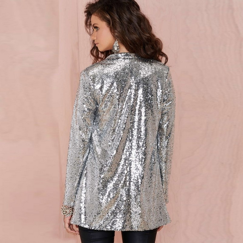 Chaqueta de traje con lentejuelas doradas K para actuaciones; cárdigan de mujer para discotecas y fiestas; atuendo de escenario para reuniones en bares._voghion.com
