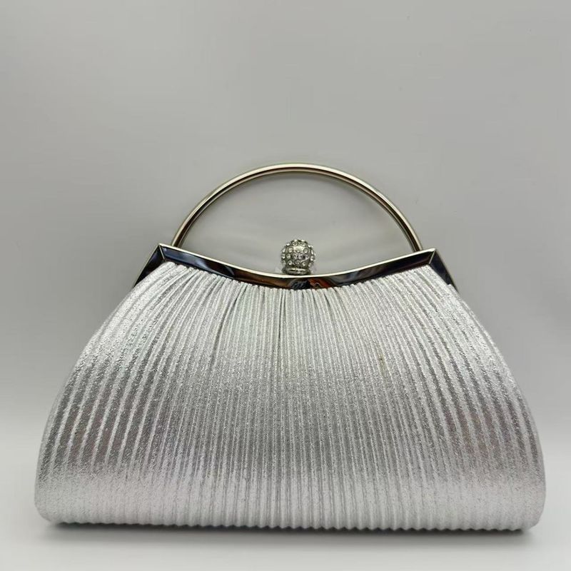 Komplett handgefertigte, plissierte Strass-Abendhandtasche für Damen_voghion.com