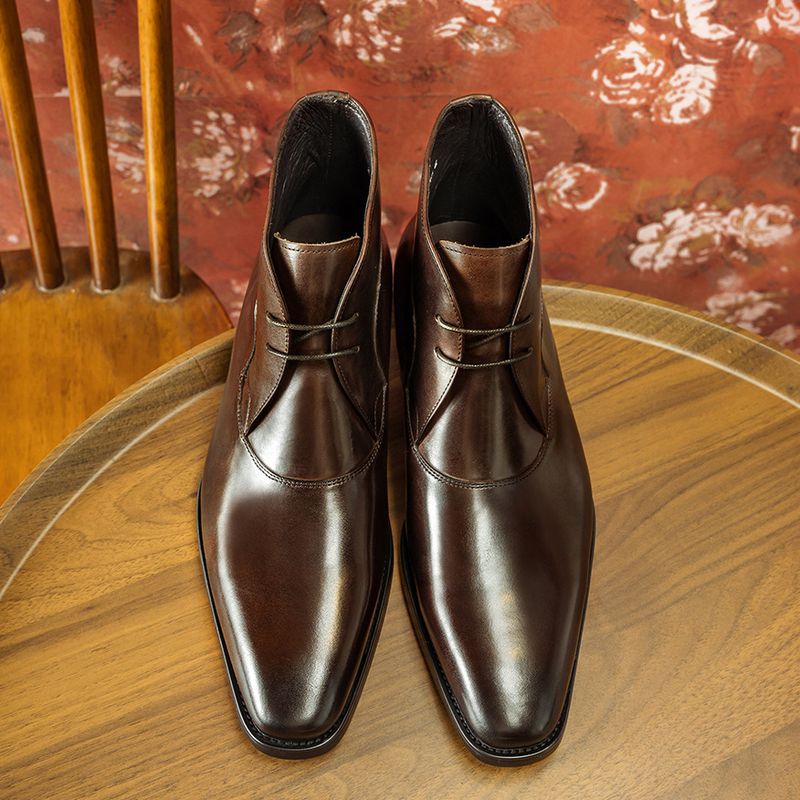 Stivali Martin in vera pelle, stile britannico, da uomo, stile caldo, formali, autunno inverno, con punta quadrata piccola_voghion.com