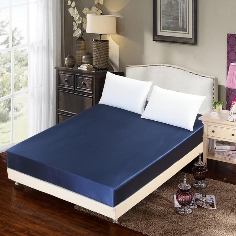 Drap de lit en satin soyeux de couleur unie Simmons Cover 1 pièce_voghion.com