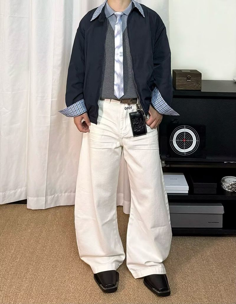 American Retro Lapel Coat Men's Contrasting Color Plaid Loose Tooling Jacket Top_voghion.com