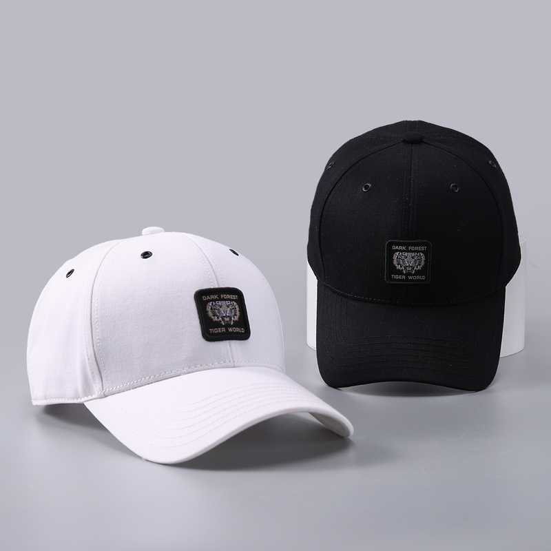 Pure cotton baseball cap, personalized embroidered tiger head, men's boutique duckbill cap_voghion.com