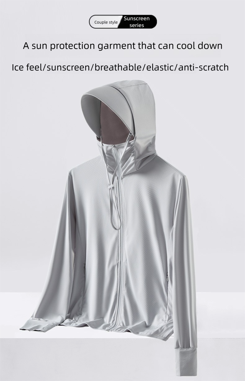 Sommerkleidung für Paare, ultradünn, atmungsaktiv, Sonnenschutz, UV-Schutz, Windjacke in Übergröße mit Kapuze, Eisseidenhaut_voghion.com