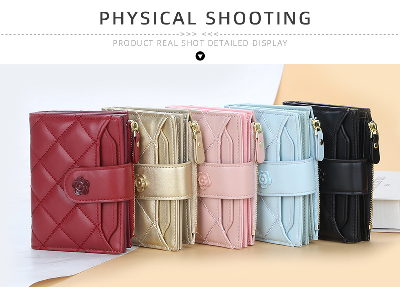 BAELLERRY Damen-Kurzgeldbörse mit mehreren Kartenfächern, Reißverschluss, Münzgeldbörse, vertikaler Führerschein, Schnalle, Kartenhalter_voghion.com