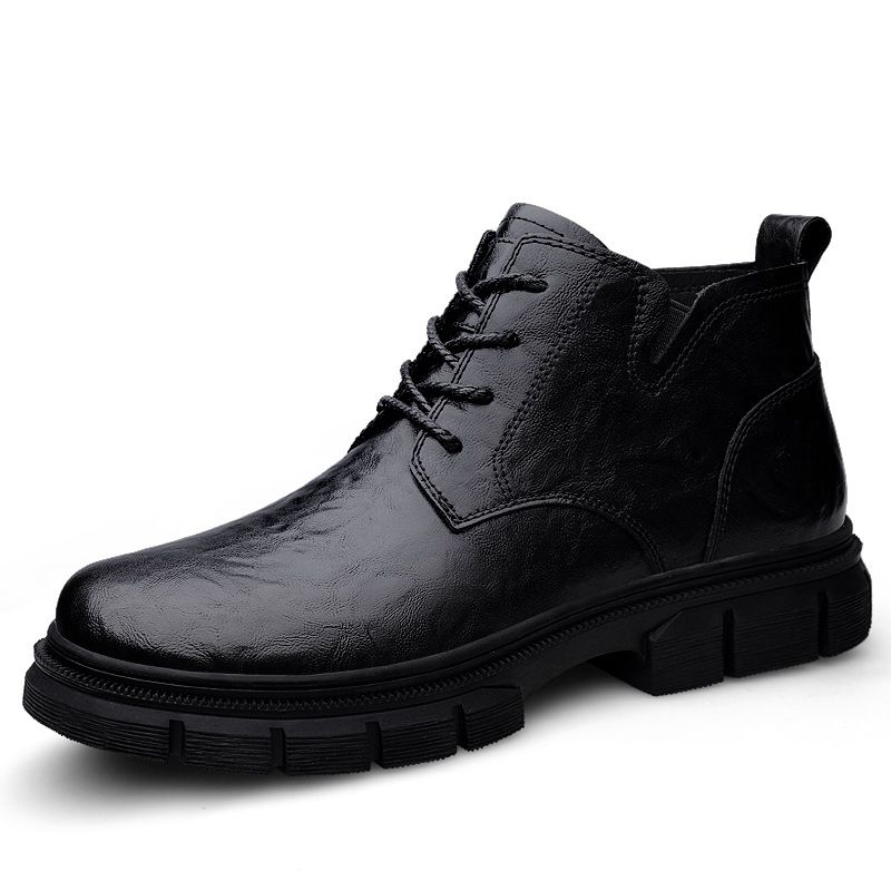 High-Top-Retro-Martin-Stiefel mit dicker Sohle, wasserdichte kurze Stiefel, Outdoor-Werkzeugstiefel, Lederstiefel, Herrenschuhe_voghion.com