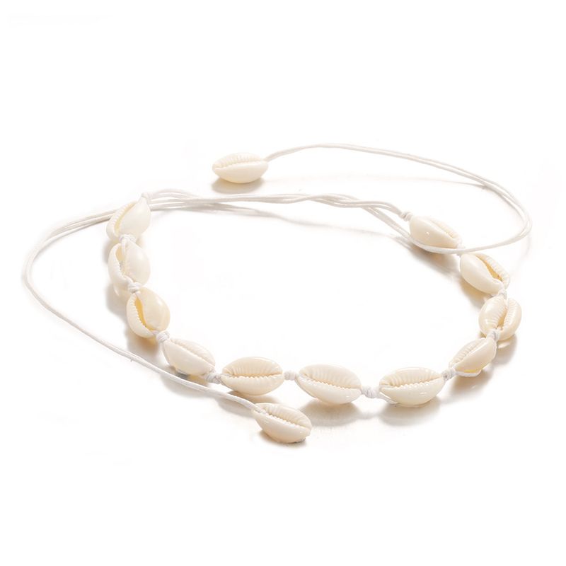 Collana, semplice e alla moda, in filo di cotone naturale, fatta a mano, gioiello con catena per clavicola_voghion.com