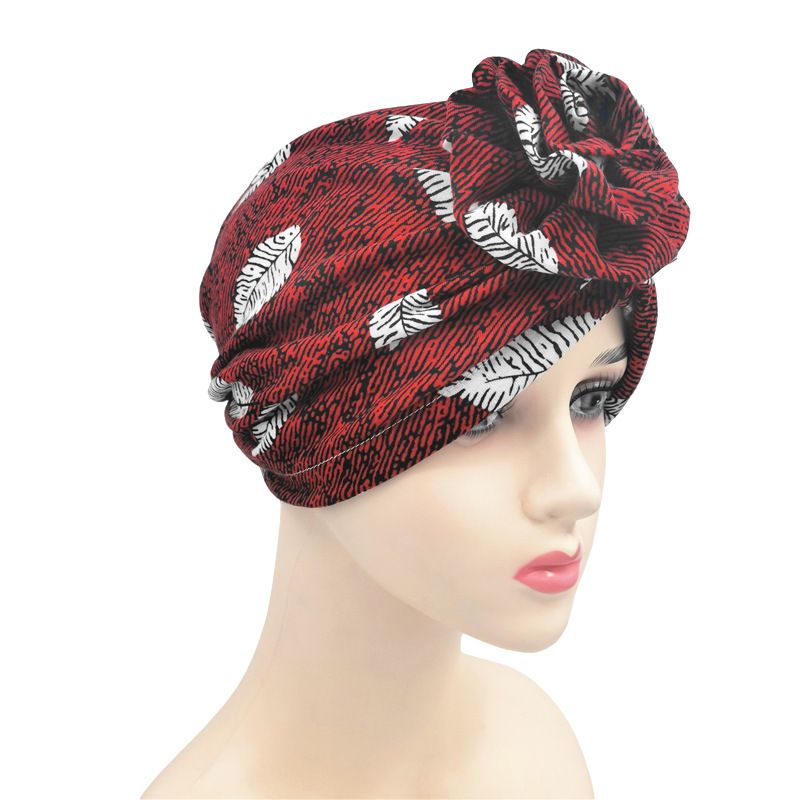 Checkered knotted striped new elastic cotton printed headscarf hat, warm protective head and postpartum hat_voghion.com
