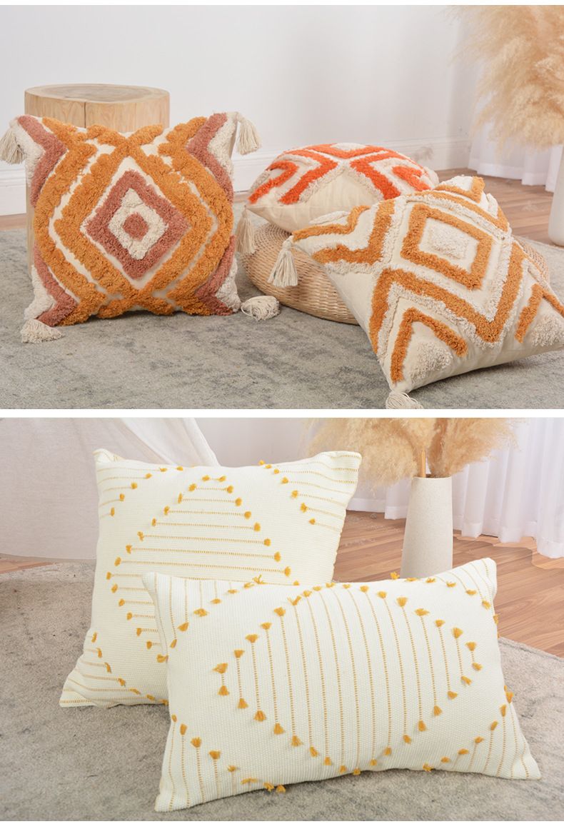 Nordische getuftete Kissenbezüge mit Kisseneinsätzen – Kissenbezüge im Bohemian- und geometrischen Design für Sofa, Bett (45 x 45 cm / 30 x 50 cm)_voghion.com