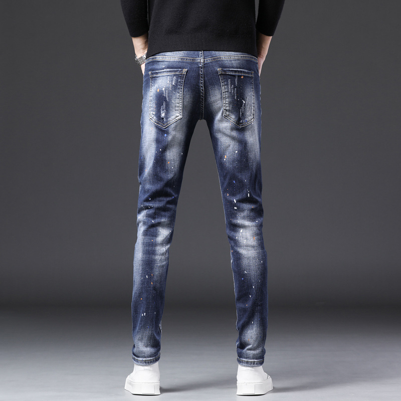 Nouveaux vêtements pour hommes déchiré patchwork hip-hop rue mode hommes petit droit sauvage industrie lourde jean pour hommes_voghion.com