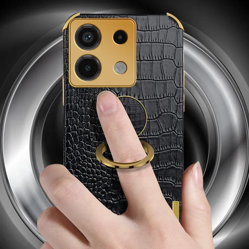 Plating Krokodil Textuur Telefoonhoesje Voor Xiaomi Redmi Note 13 Pro Plus 12 11 10 4G 5G K70E K60 Ultra Magnetische Vinger_voghion.com