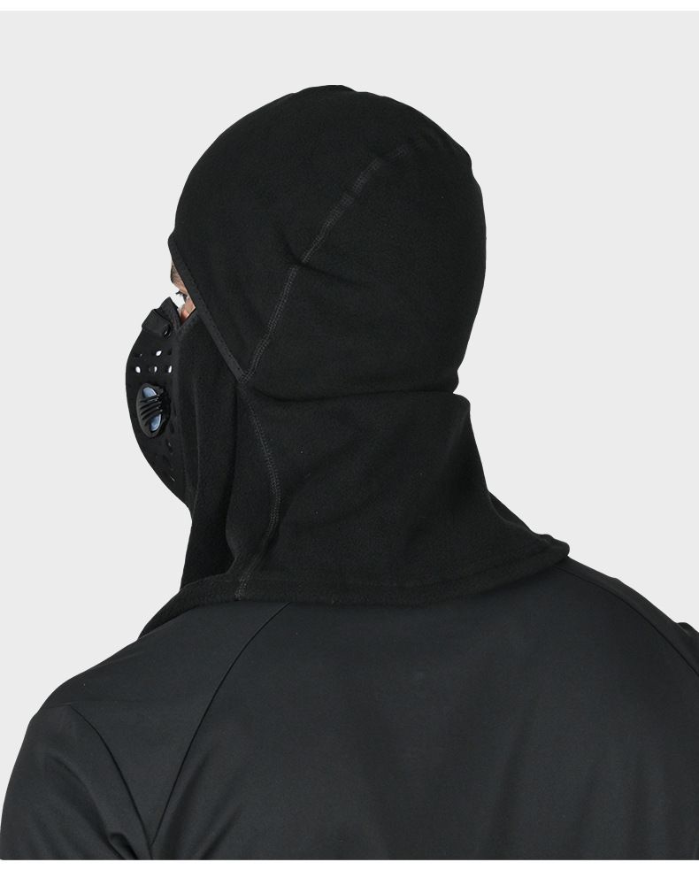 Winter Thermal Balaclava Face Mask With Filter - Windproof Fleece Lining For Men's Motorcycle, Skiing & Outdoor Sports - Stretchable Polyester (Black)_voghion.com