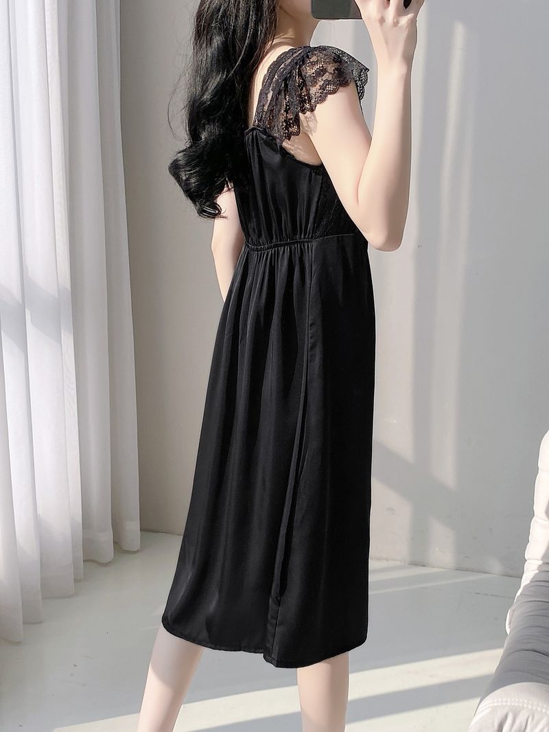 Sonno estivo sensuale! Abito in pizzo di seta ghiacciata trasparente con reggicalze e protezioni per il petto_voghion.com