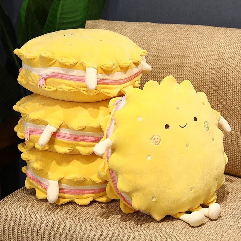 Cute Cartoon Cookie Pillow Dual-use Air Conditioner Sofa Cushion Office Nap Foldable Car Blanket_voghion.com