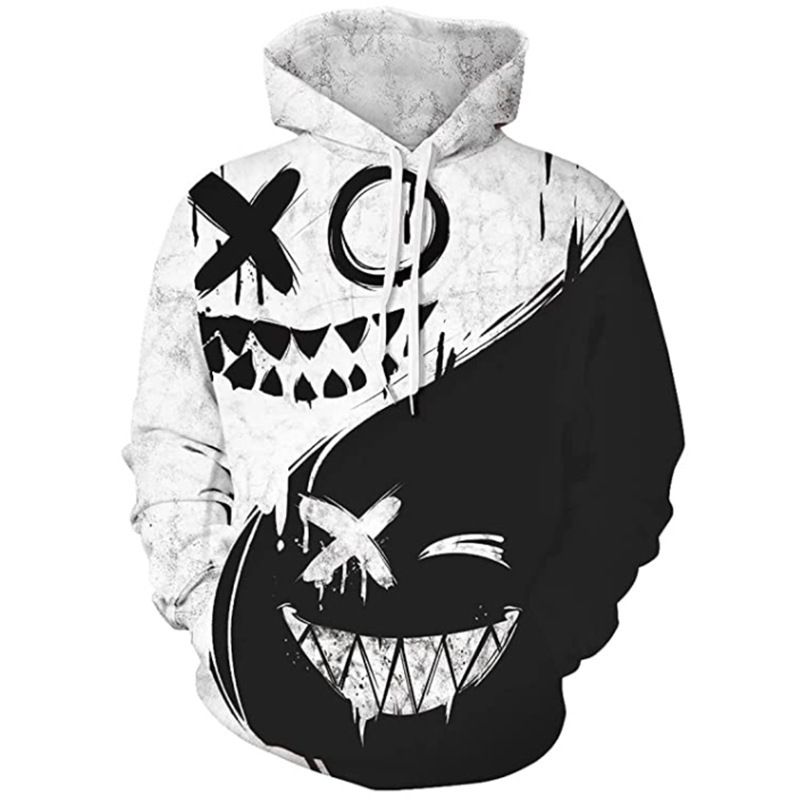 2024 New Fun Unisex Digital Mask Venom Color Block White Black Red Print Sweatshirt_voghion.com