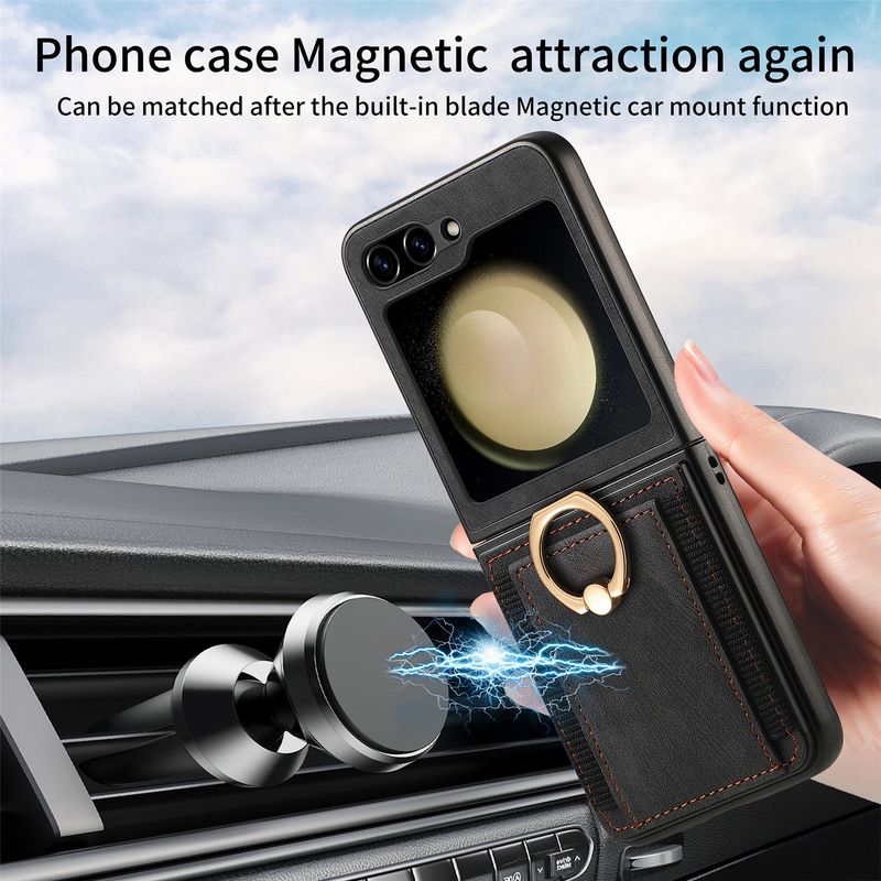For Samsung Z Flip 6 phone case all-inclusive card ring holder Galaxy zflip5 case_voghion.com