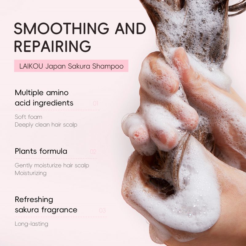 LAIKOU Sakura Shampoo 400ml Grote Fles Reinigt, Verzacht, Houdt Langdurig en Laat Geur Achter_voghion.com