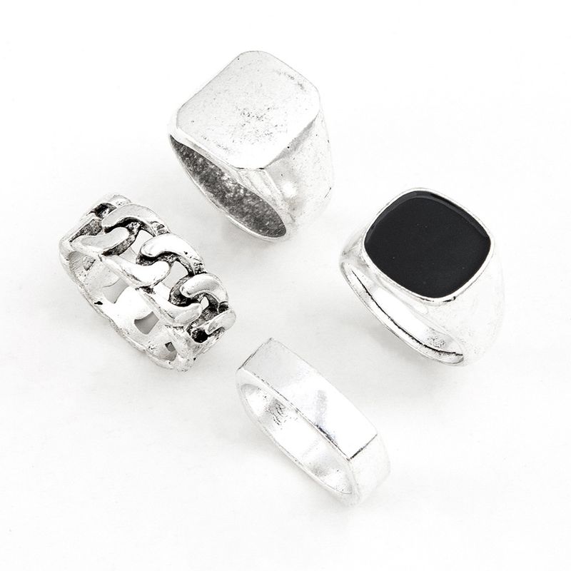 Moda Hip Hop Trend Anello da uomo Set Vintage Anelli geometrici in metallo per uomo Gotico Punk Semplice Gioielli di moda Anelli dorati_voghion.com