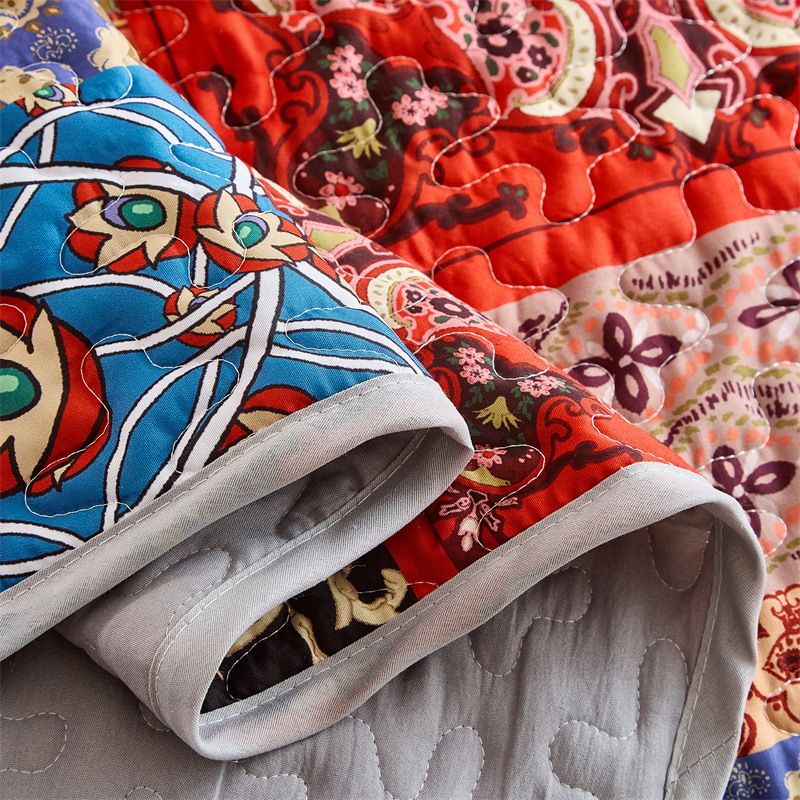 Zestaw narzut na łóżko w kwiaty w stylu boho – 3-częściowa, dwustronna poszewka na kołdrę (certyfikat OEKO-TEX®, nadruk cyfrowy) do sypialni w stylu boho i nowoczesnym stylu rustykalnym_voghion.com