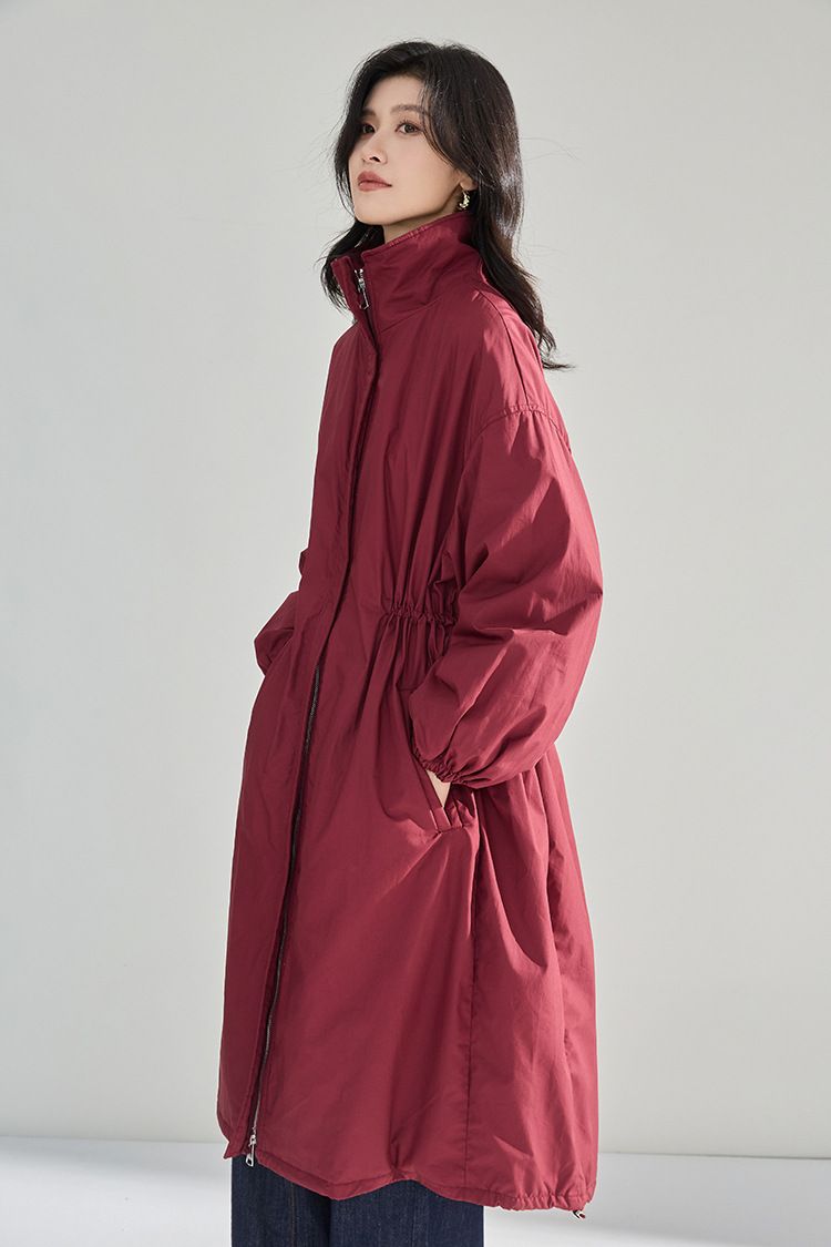 Nuovo piumino lungo da donna, stile trench White Goose, versione autunno-inverno, ultra ampio, con coulisse in vita_voghion.com