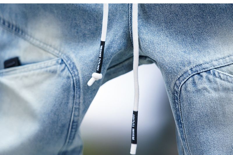 Men's Multi-Pocket Work Jeans – Loose Cuff Washed Denim Pants, Retro Utility Style With Nine-Point Harem Fit_voghion.com