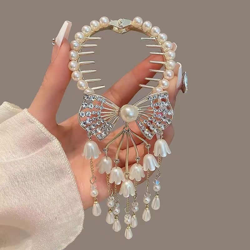 2023 New High-End Bun Claw For Women, Ancient Style Lily The Valley Flower Back Of Head Styling Tool, Niche Hair Clip_voghion.com